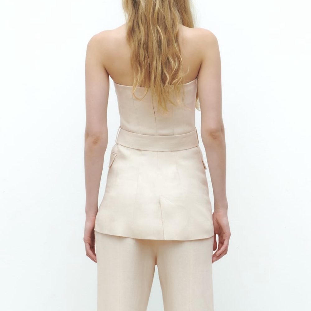 ZARA strapless linen blend top - Picture 3 of 7